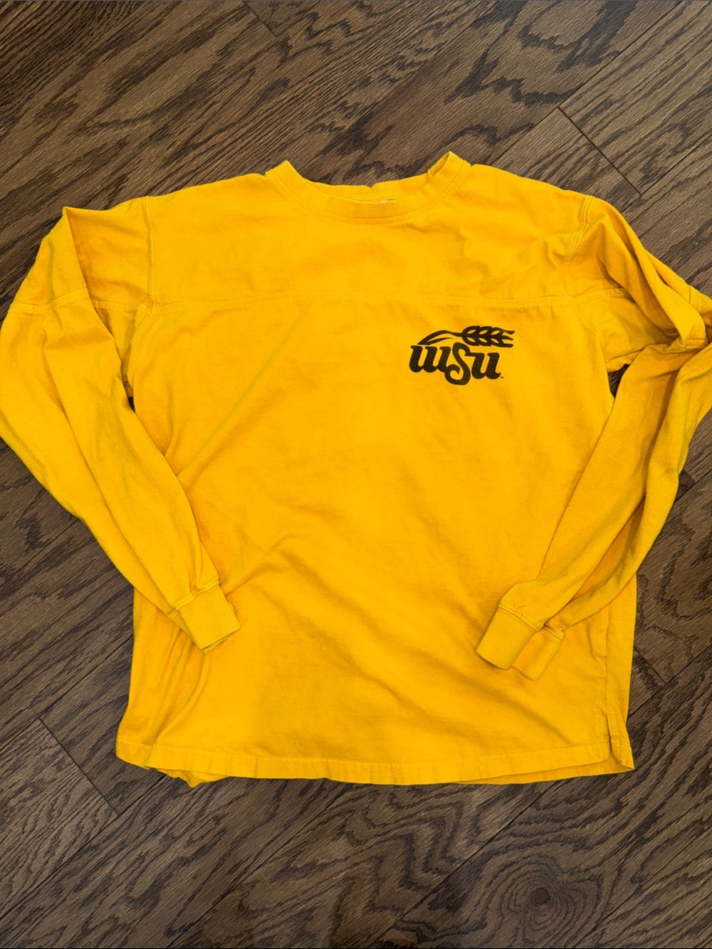 Pressbox Yellow Long-Sleeve Crewneck with WSU Graphic